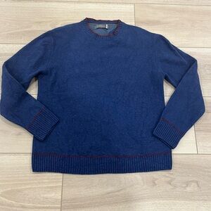 Fisherman Out Of Ireland Sweater Men's Large Blue 100% Lambswool Knit Pullover